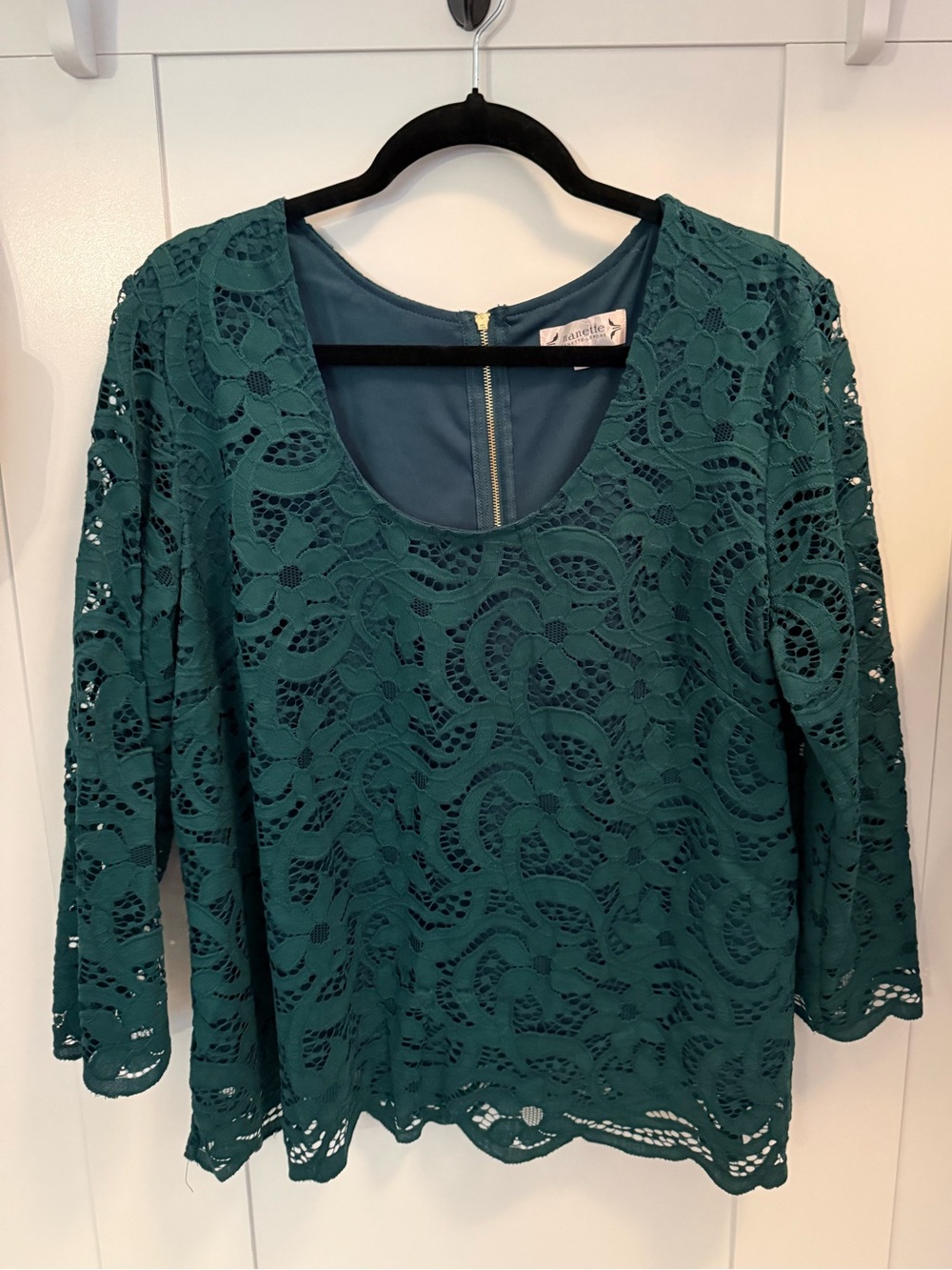 Nanette Lepore Teal Lace Scoop Neck Tunic